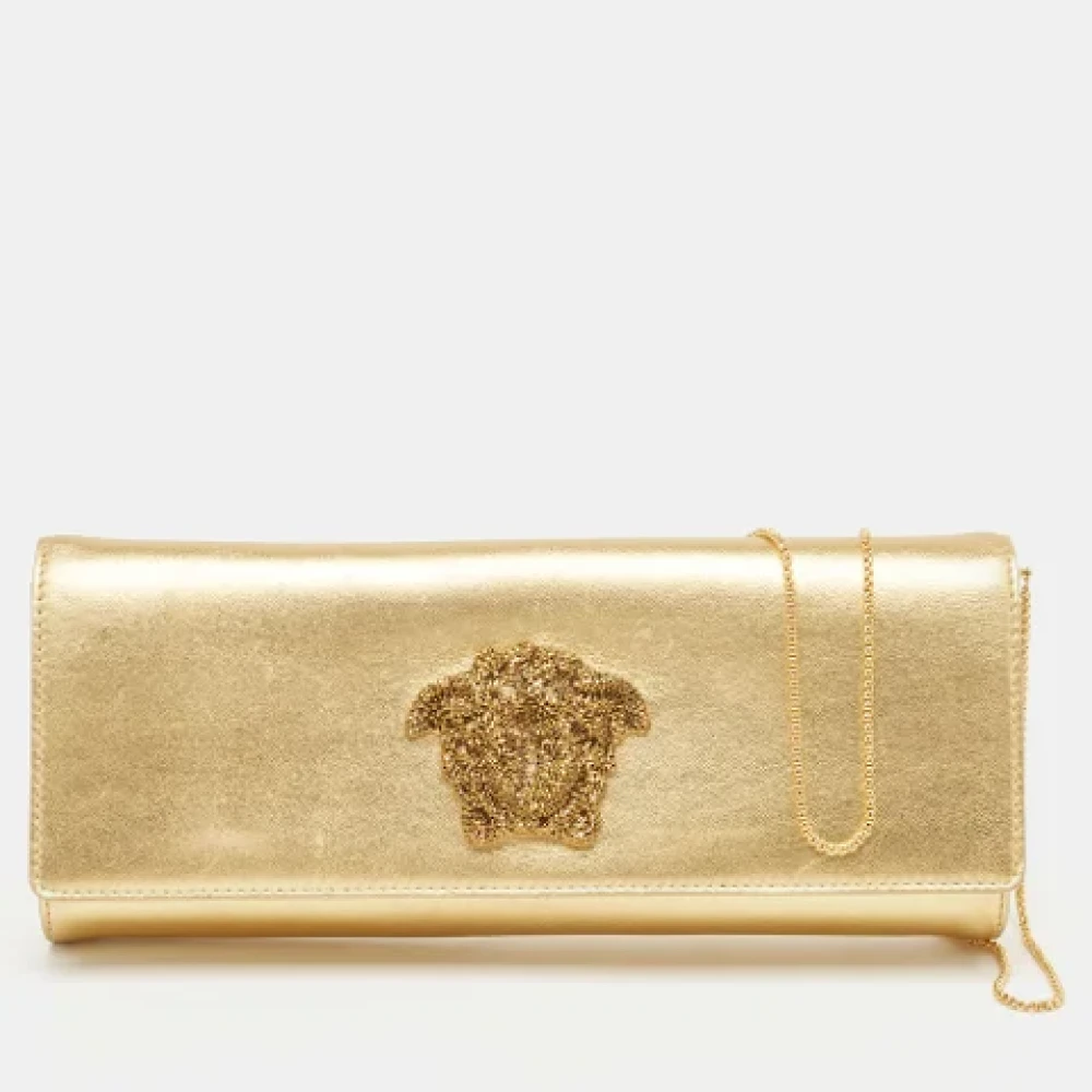 Versace Pre-owned Leather clutches Yellow Dames