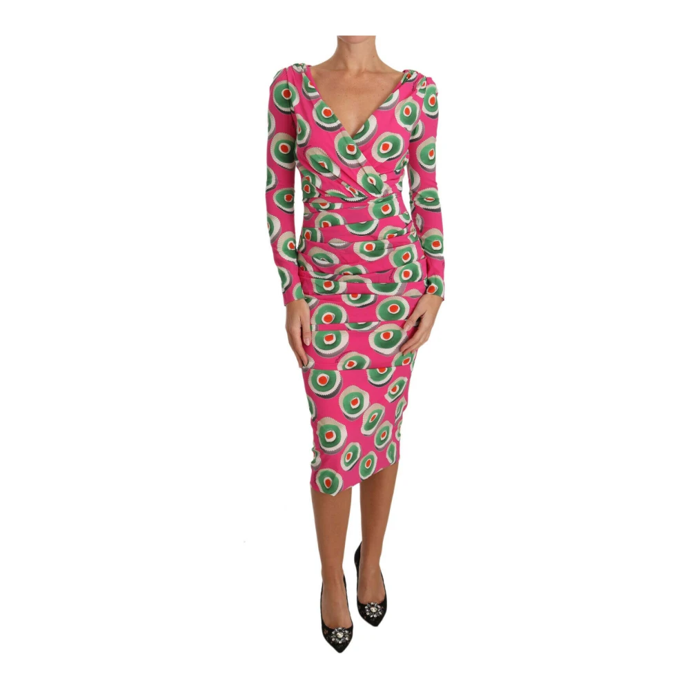 Dolce & Gabbana Women's Multicolor Midi Dresses, 3XS, Pink Cup Cake Sheath Dress