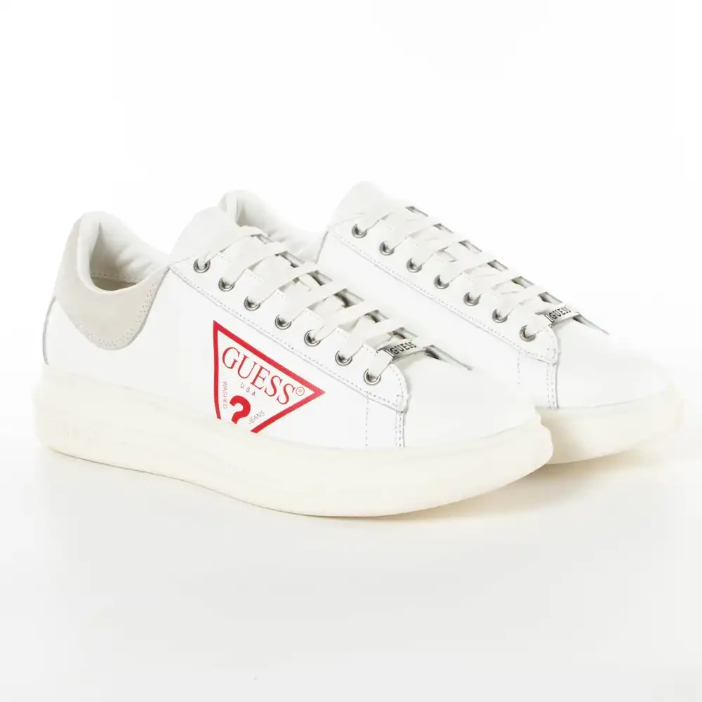 Guess Rode Logo Driehoek Mand Heren Schoenen Wit