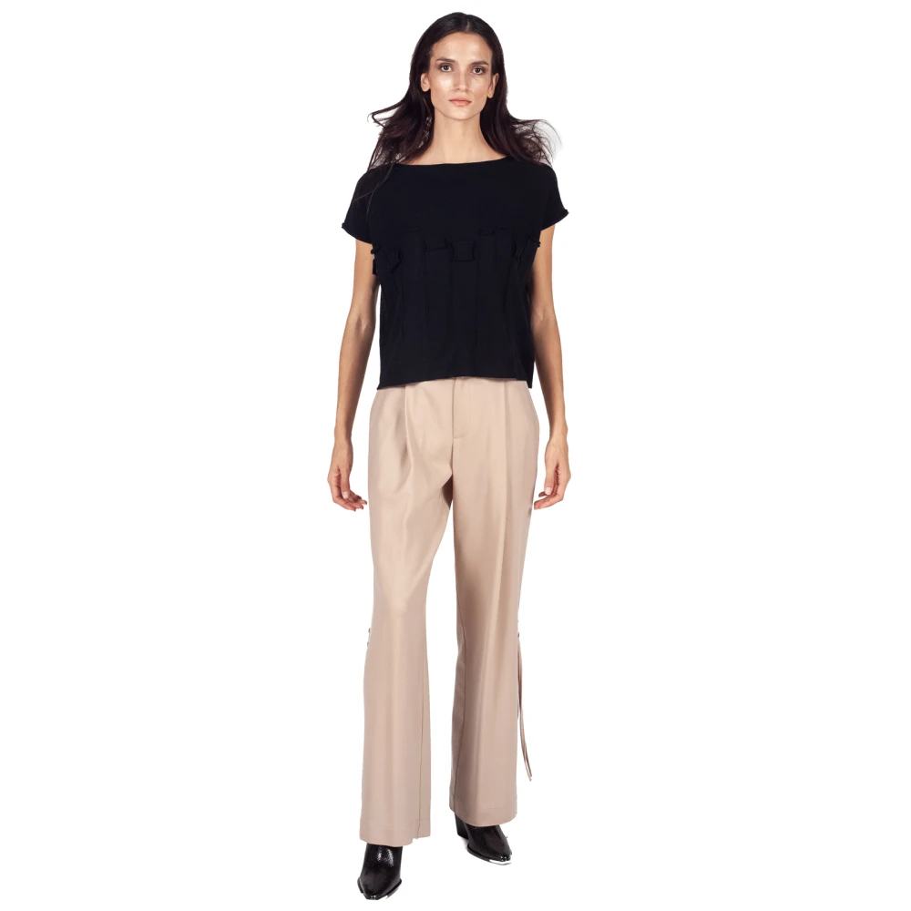 Semicouture Beige Athenais Ritszoom Broek Beige Dames