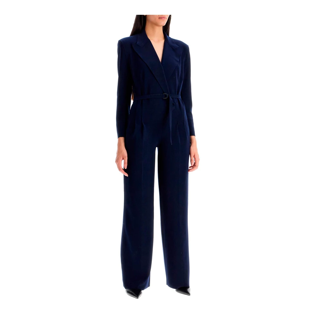 Norma Kamali Double-breasted jumpsuit met rechte pijpen Blue Dames