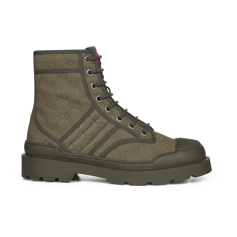 Gucci Men's Green Gg Canvas Ankle Boots