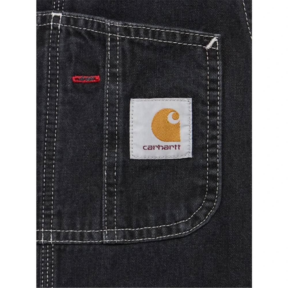 Carhartt WIP Zwarte Denim Salopette Jurk Black Heren