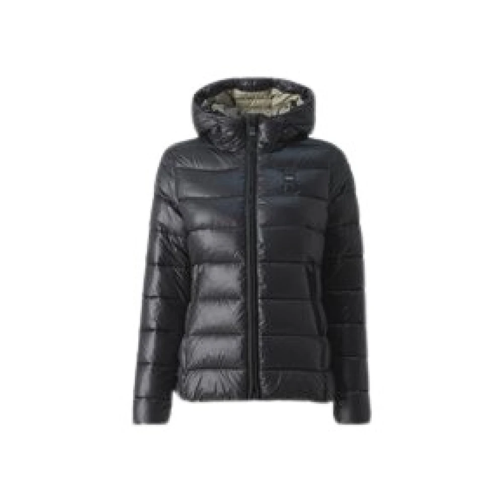 Blauer Dames gewatteerde jas met capuchon Black Dames
