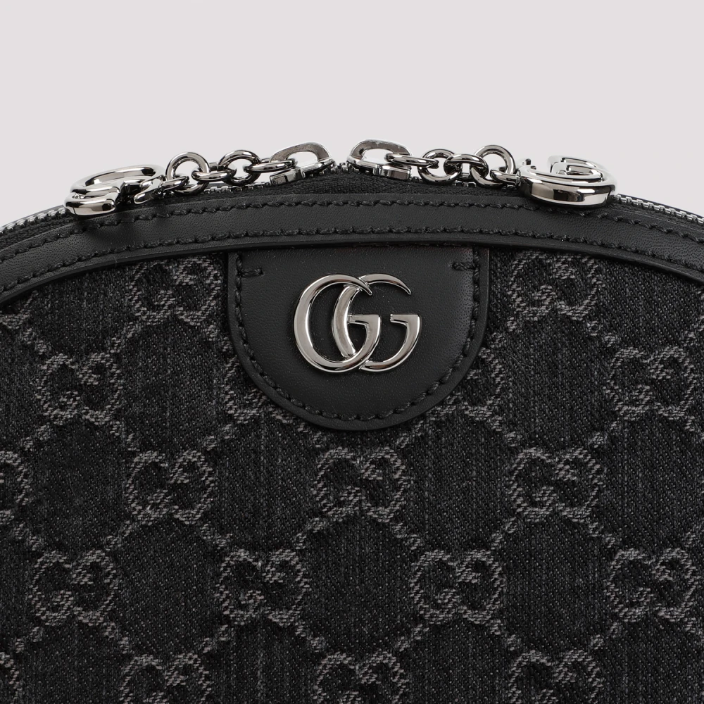 Gucci Logo Denim Handtas Black Dames