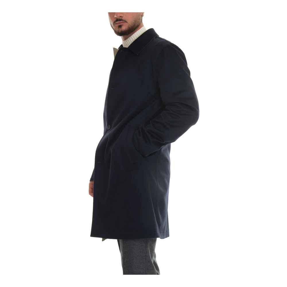 Kired Omkeerbare Stofjas met Knoopsluiting Blue Heren