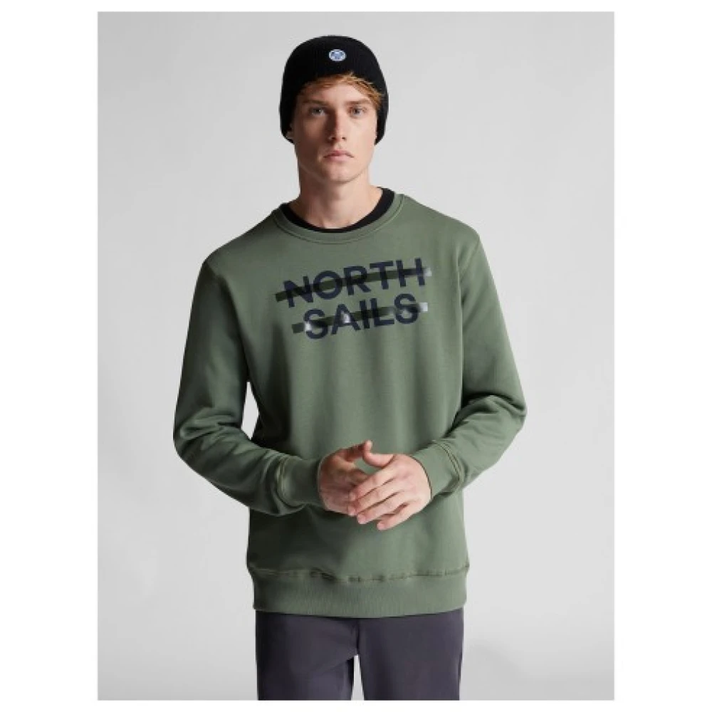 North Sails Biologisch Katoenen Sweatshirt met Geborstelde Achterkant Green Heren