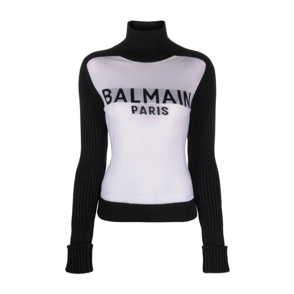 Balmain Svart Ull Turtleneck Tröja Black, Dam