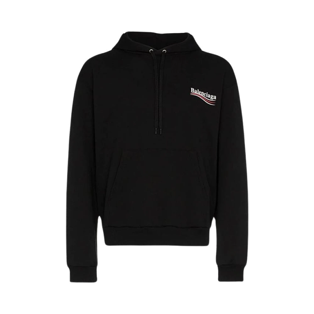 Balenciaga Gestikte Hoodie met Capuchon Black Heren