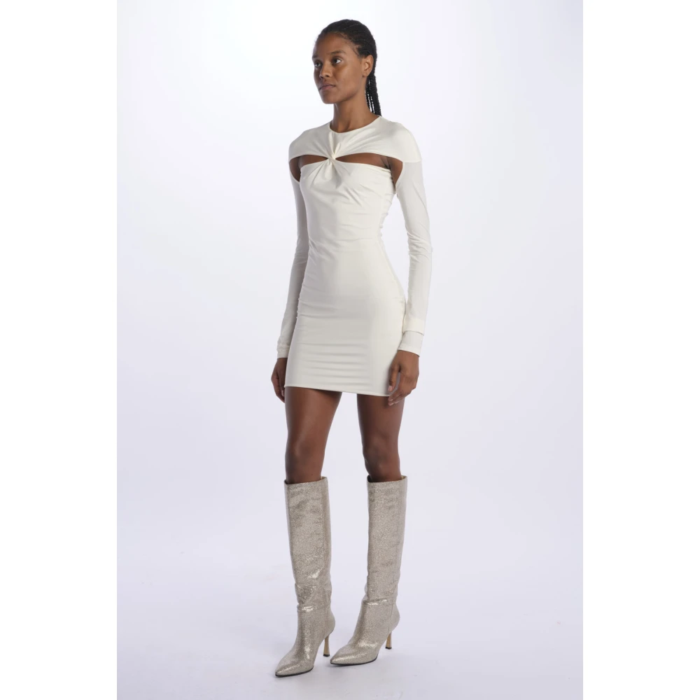 Amazuin Witte Mini Jurk met Voor Knoop White Dames