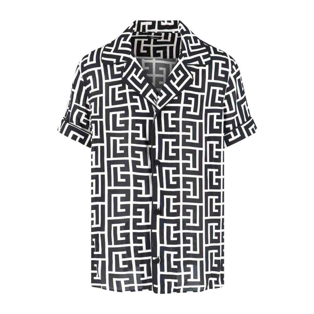 Balmain Black Shirt With Short Cuffed Sleeves - Male - Short Sleeve Shirts - L - Shirts