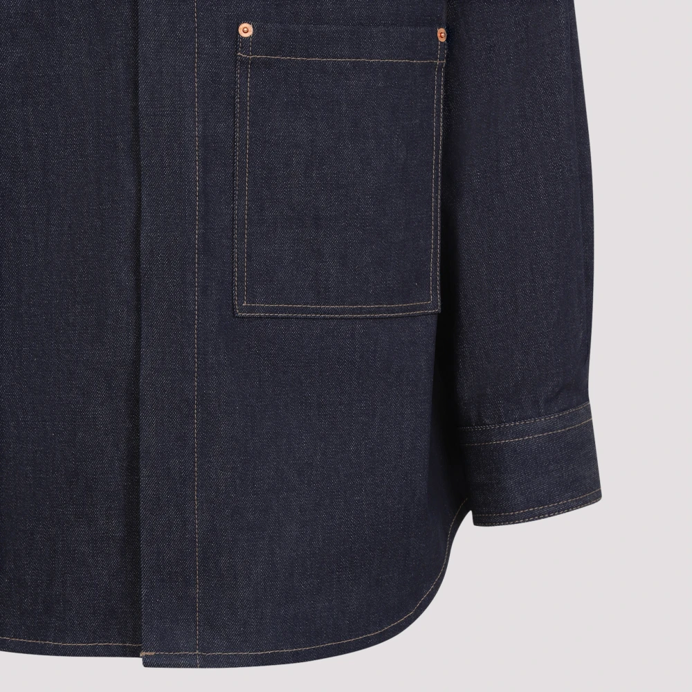 Valentino Donkere Denim Overhemd Blue Heren