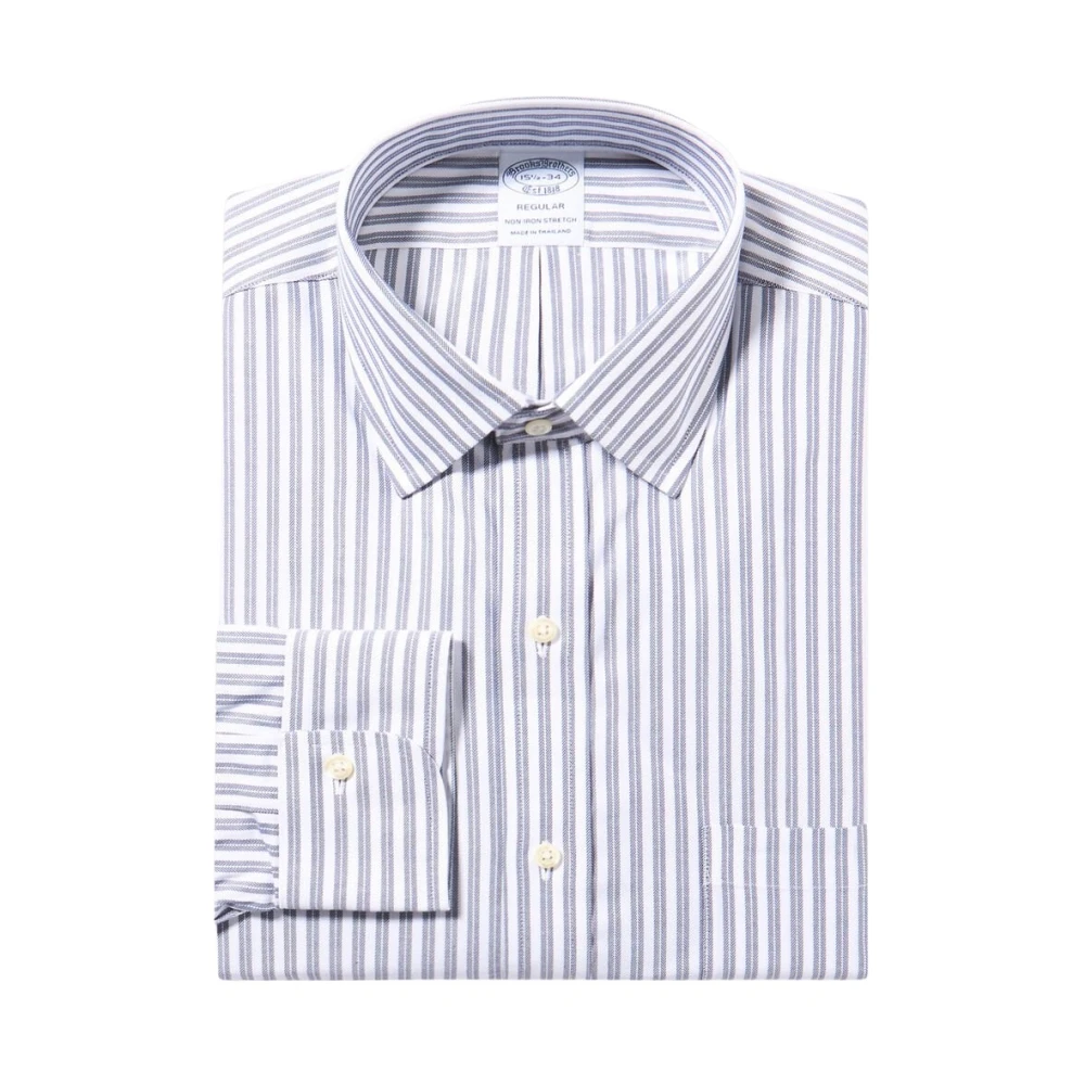 Brooks Brothers Men's Blue Stretch Supima Cotton Non-Iron Twill Ainsley Collar Dress Shirt - Formal Shirts - 4XL - Shirts
