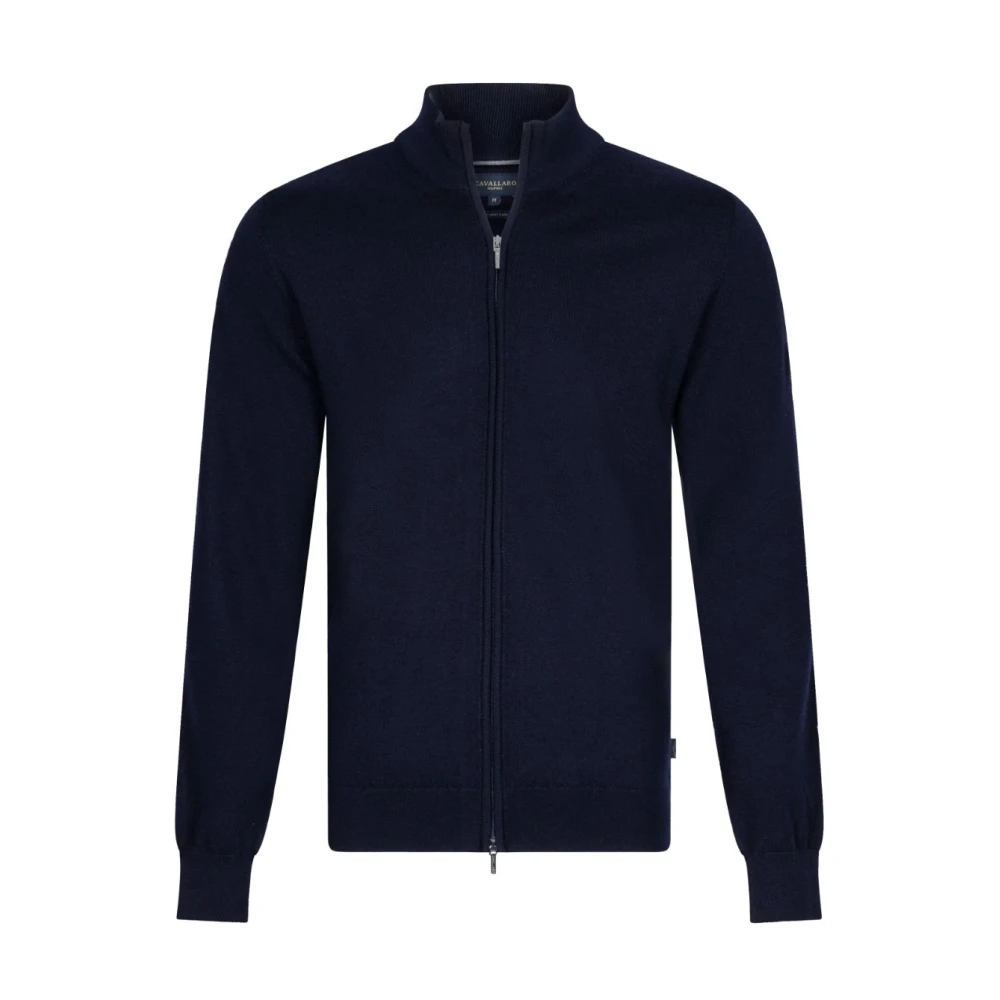 Cavallaro Volledige ritssluiting cardigan vest in donkerblauw Blue Heren