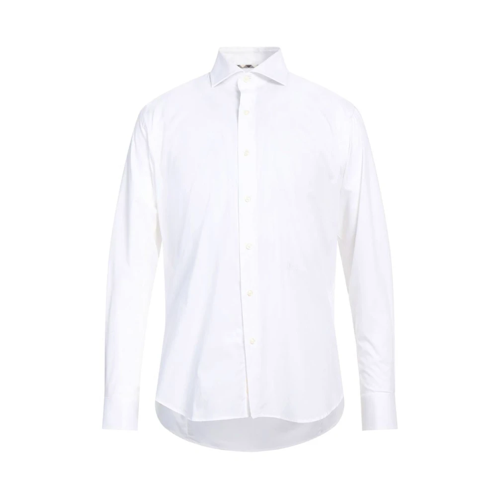 Aquascutum Geborduurd Logo Katoenen Overhemd White Heren