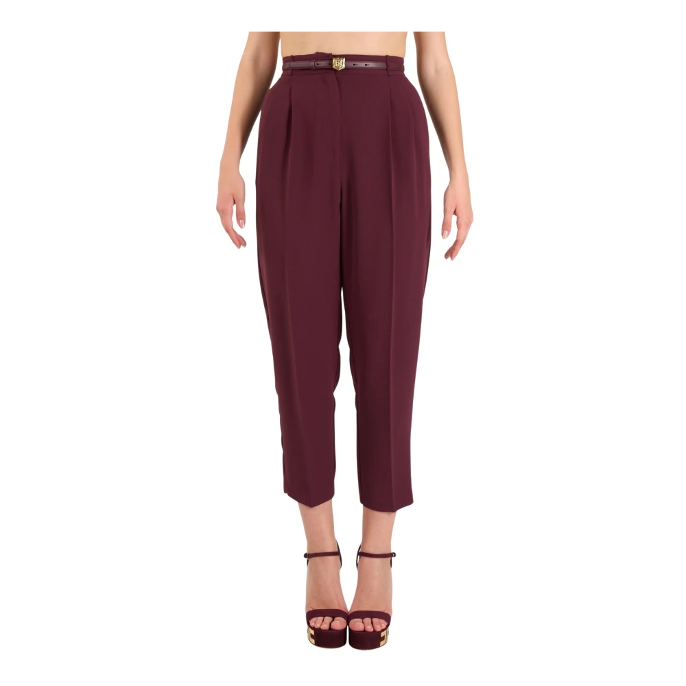 Elisabetta Franchi Rechte broek met riem Red Dames