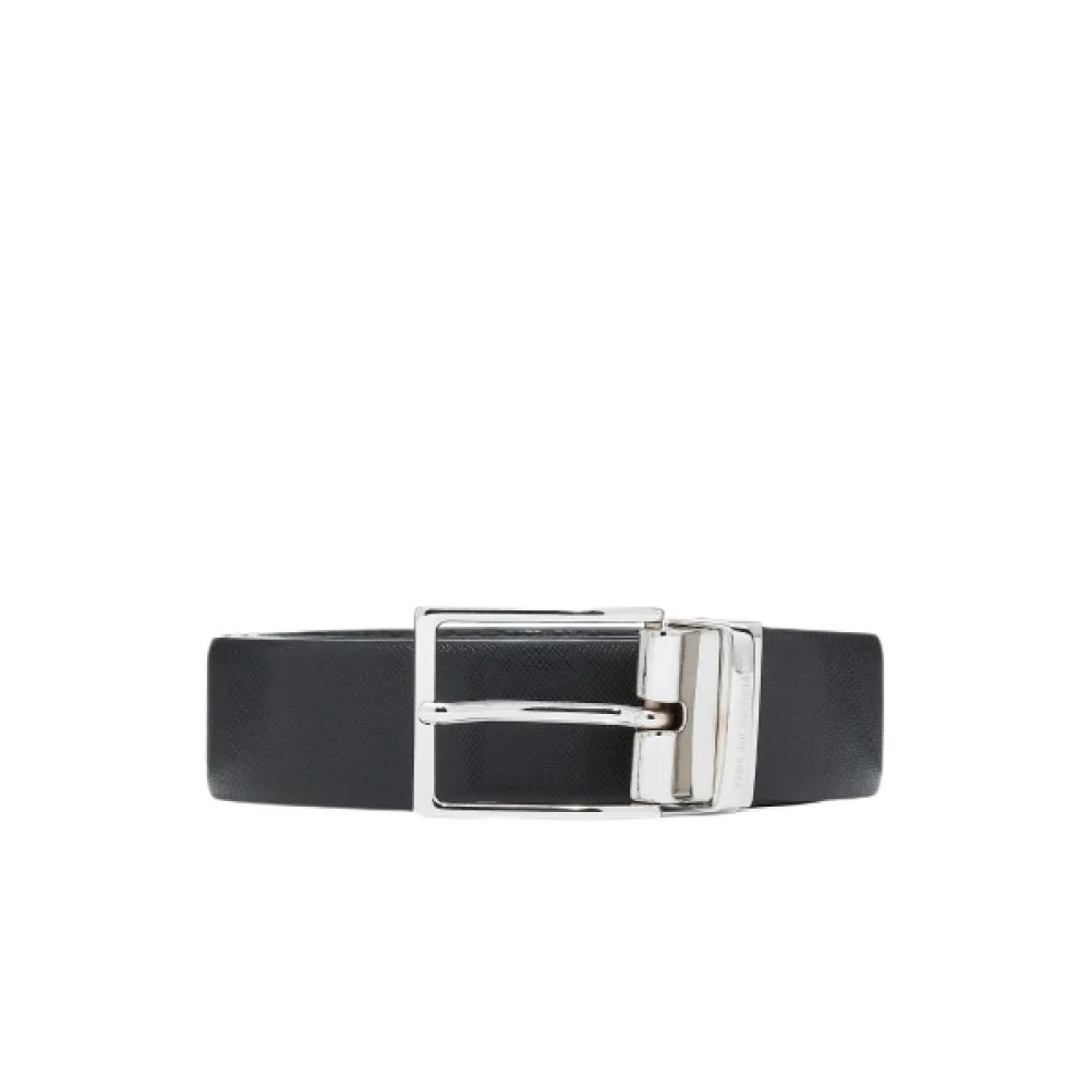 Emporio Armani Reversible Saffiano Leather Belt - Male - Belts - Black - One Size - Accessories