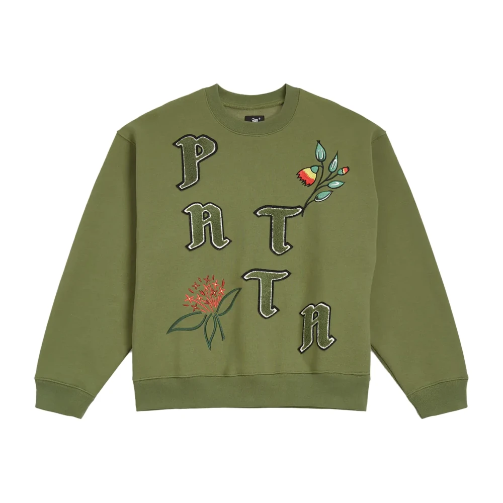 Patta Bloemen Crewneck Sweater Green Heren