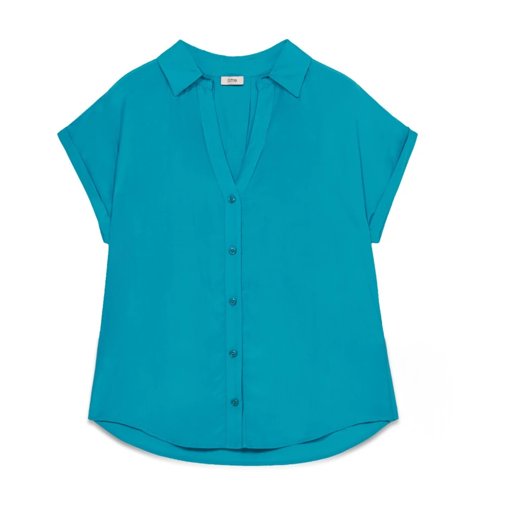 Oltre Viscose Kimono Mouw Blouse Blue Dames