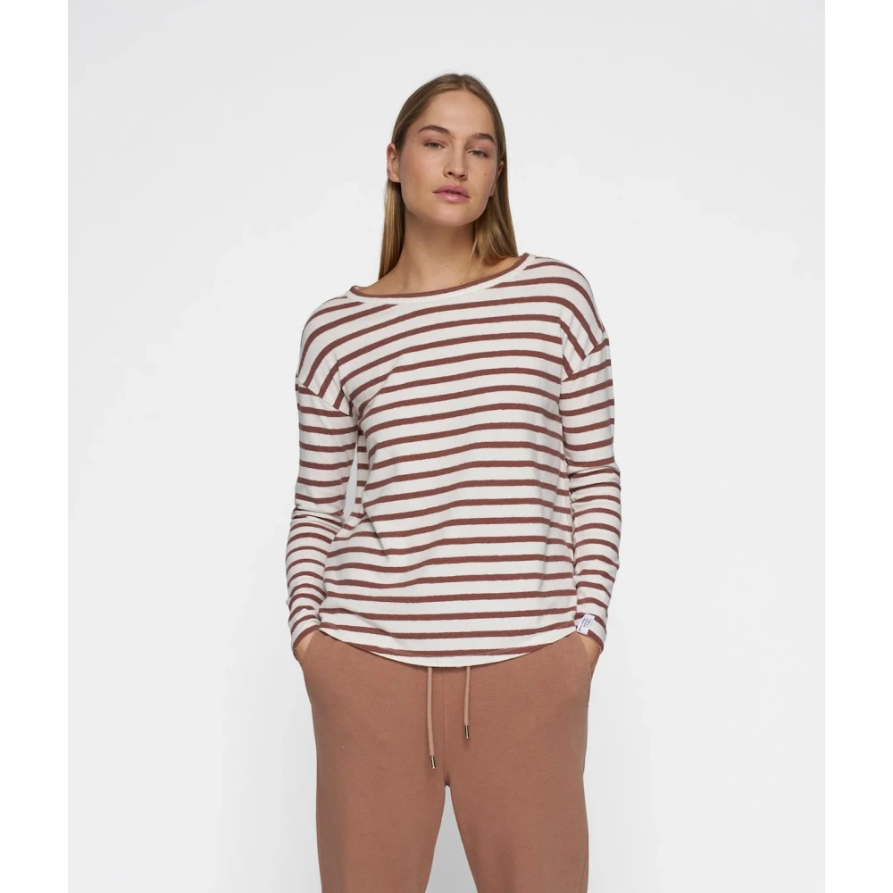 10Days Gestreept linnen longsleeve T-shirt Multicolor Dames