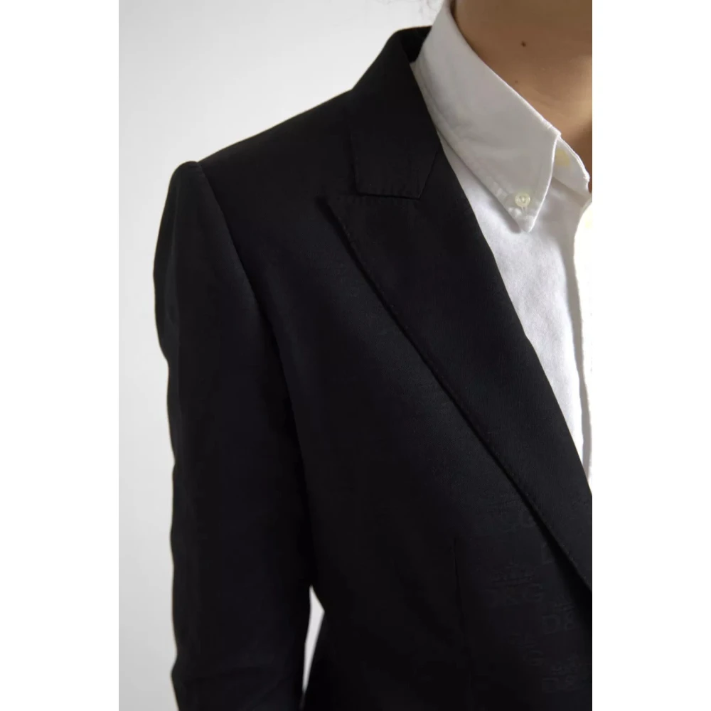 Dolce & Gabbana Zwarte Lange Mouw Jas Blazer Jack Black Dames