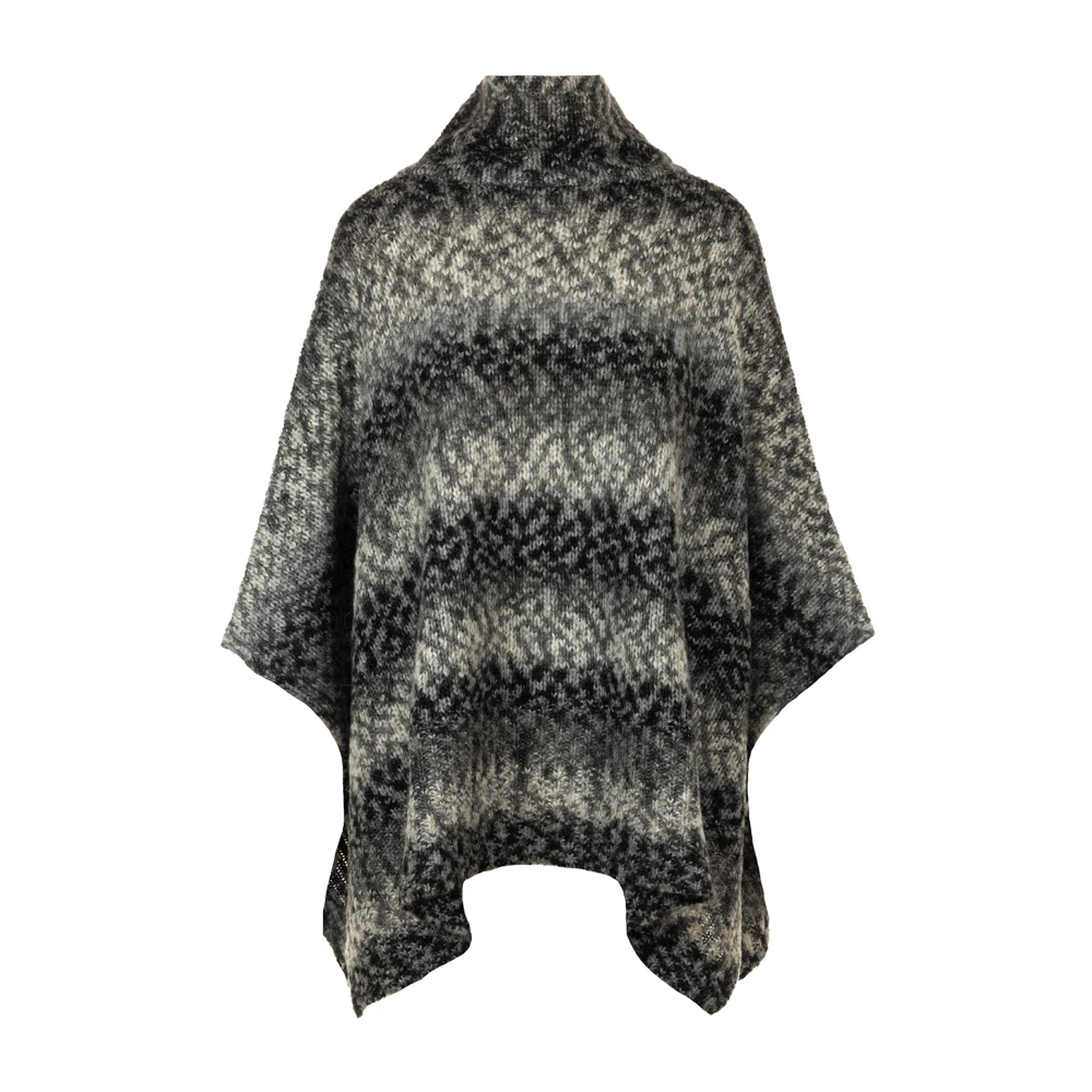 Kangra Hoge Hals Cape Stijl Trui Gray Dames