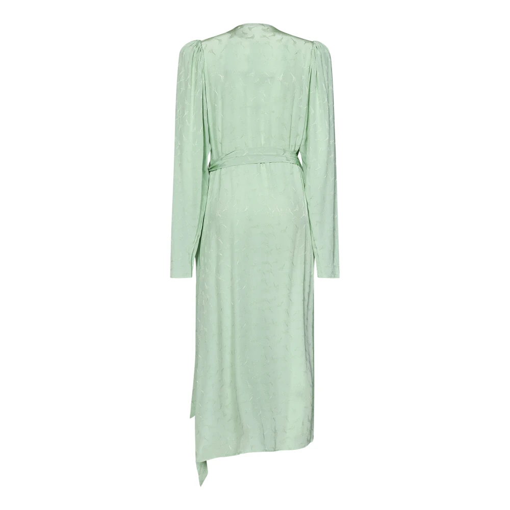 Rotate Birger Christensen Aqua Groene Bloemen Jacquard Wrap Jurk Green Dames
