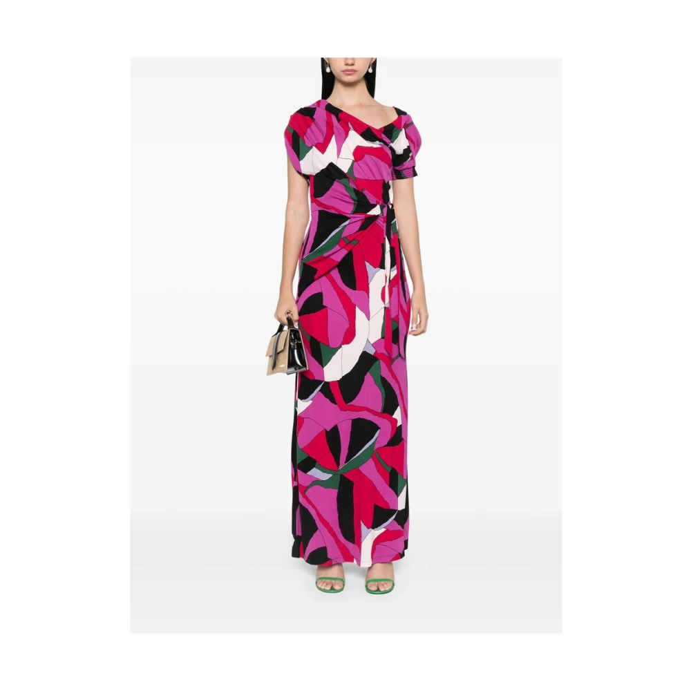 Diane Von Furstenberg Roze Abstract Print One-Shoulder Jurk Multicolor Dames