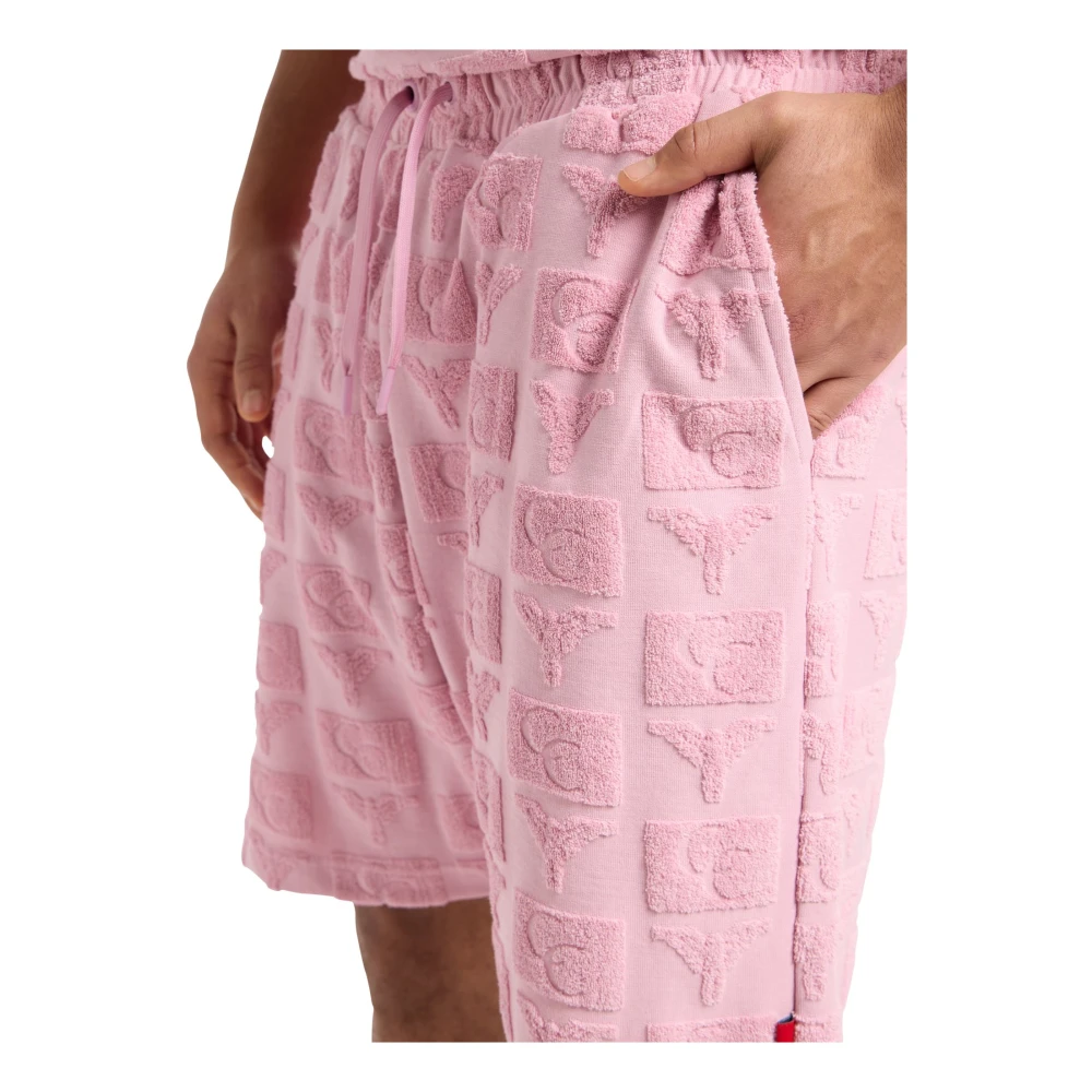 carlo colucci Terry Insert Oversize Streetwear Shorts Pink Heren