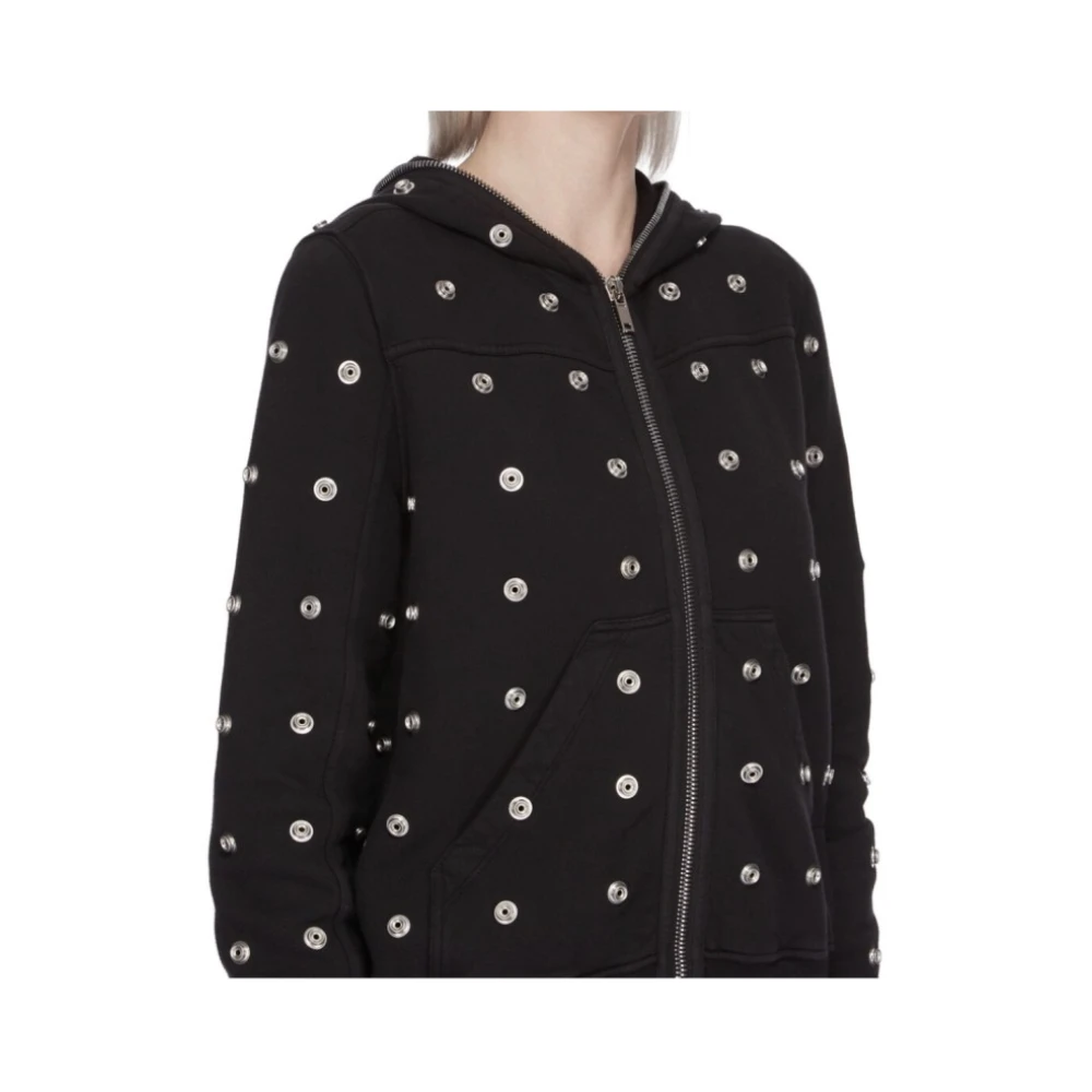 Rick Owens Studded Cotton Jersey Cardigan Black Dames