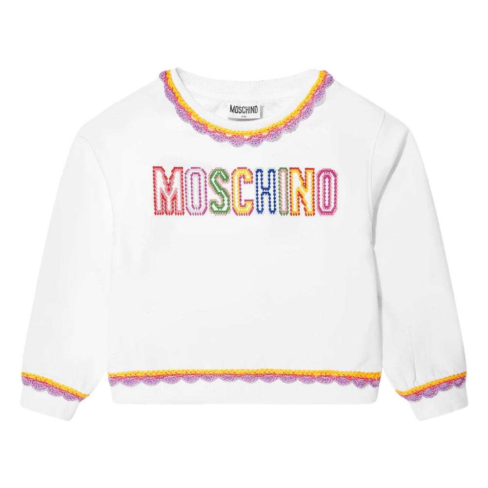 Moschino , Kids Sweatshirts, Female, Multicolor, 12 Y, Girls Embroidered Logo Sweatshirt In Multicolour