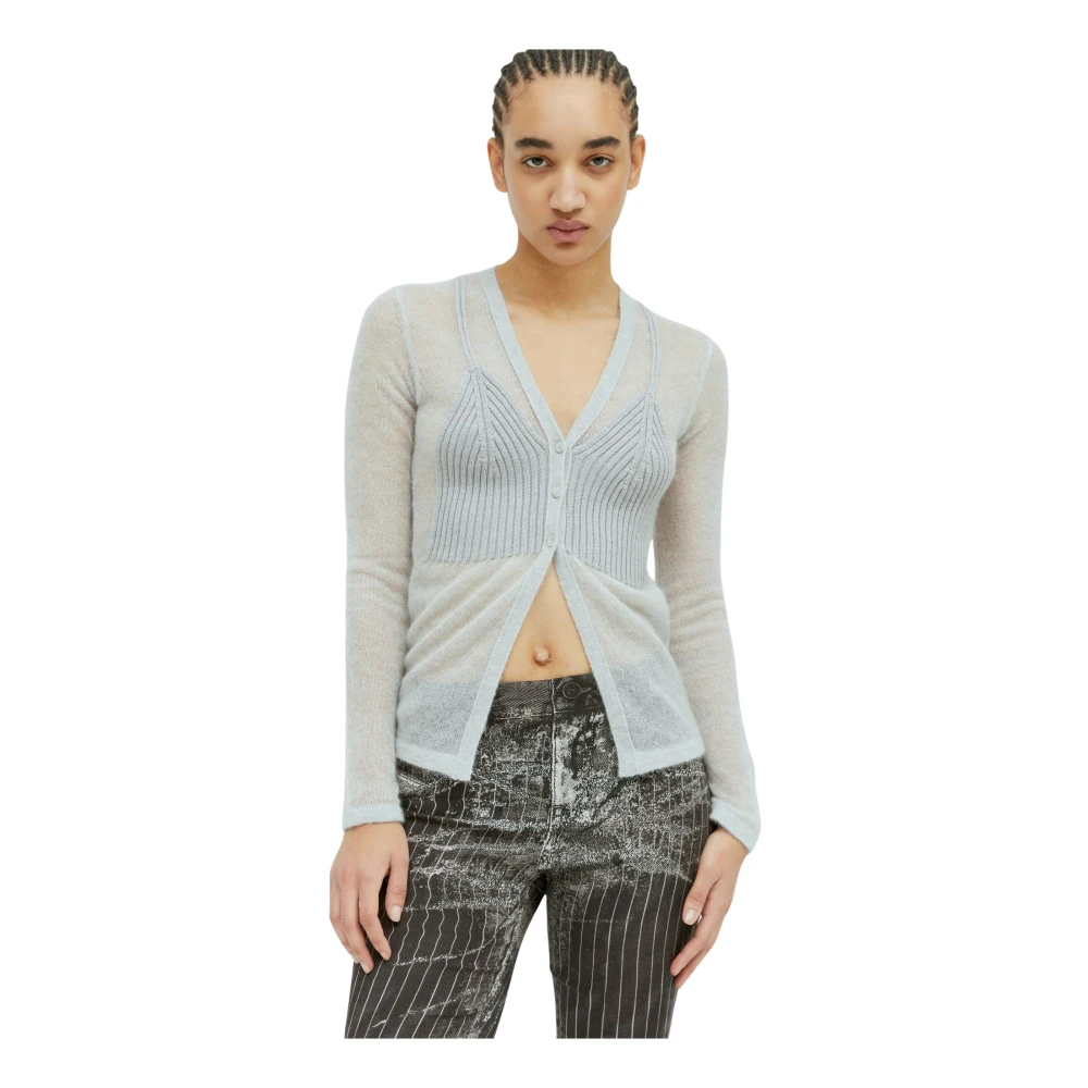 Diesel Lichtgewicht Gebreid Vest met Bralet Paneel Gray Dames