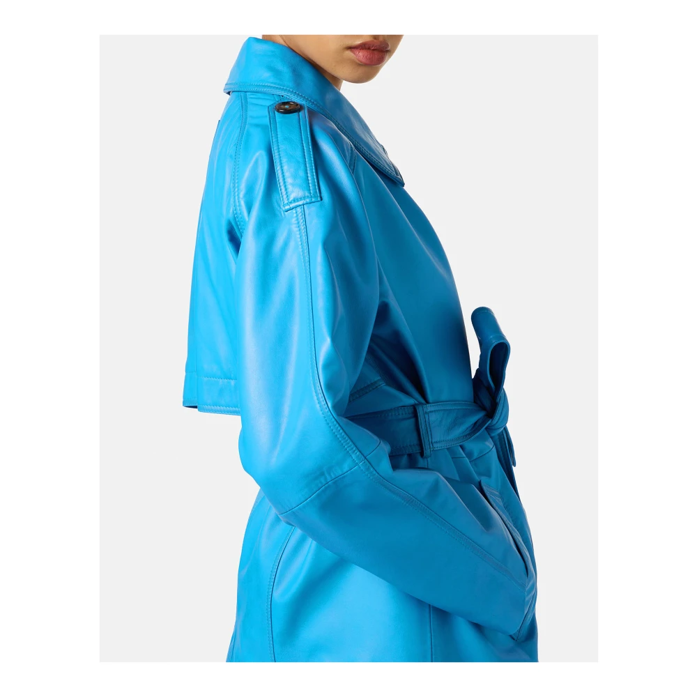 Iceberg Korte kobalt leren jas met Milano Italia logo Blue Dames