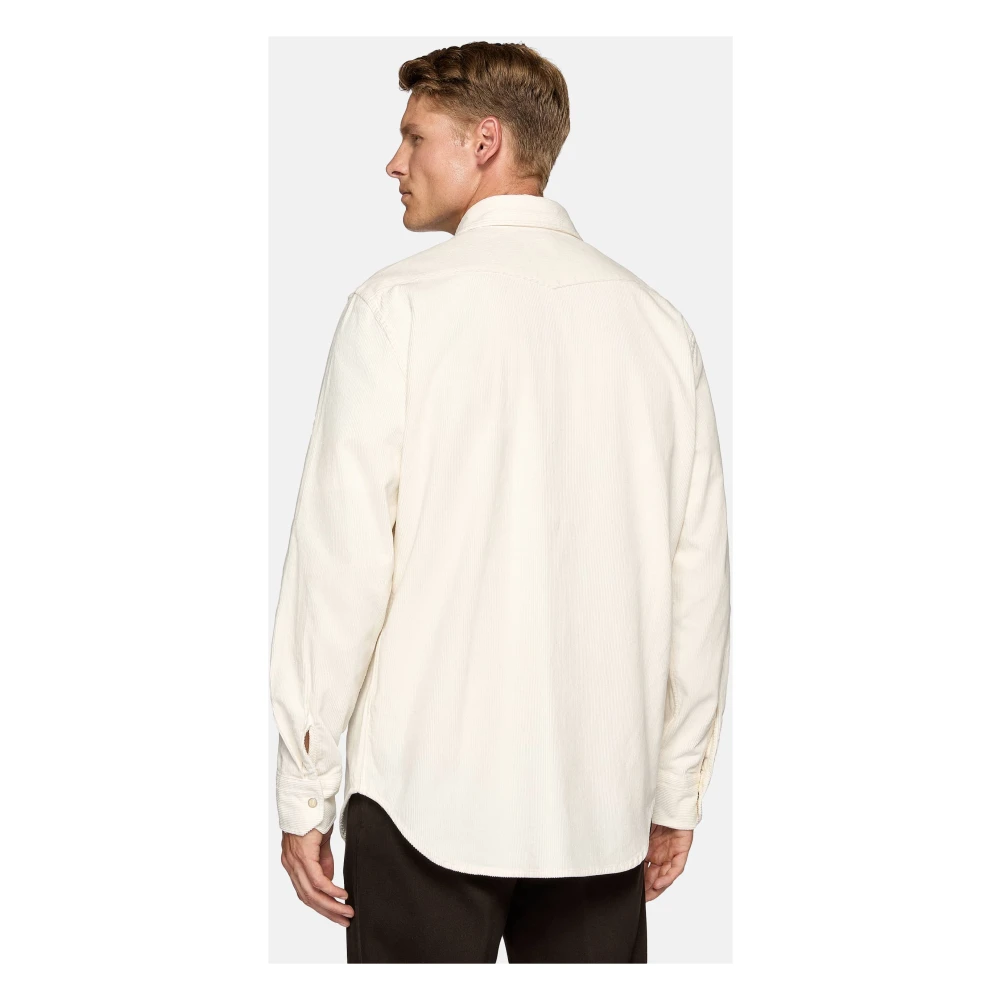 Boggi Milano Regular Fit Blauw Fluwelen Overhemd Beige Heren