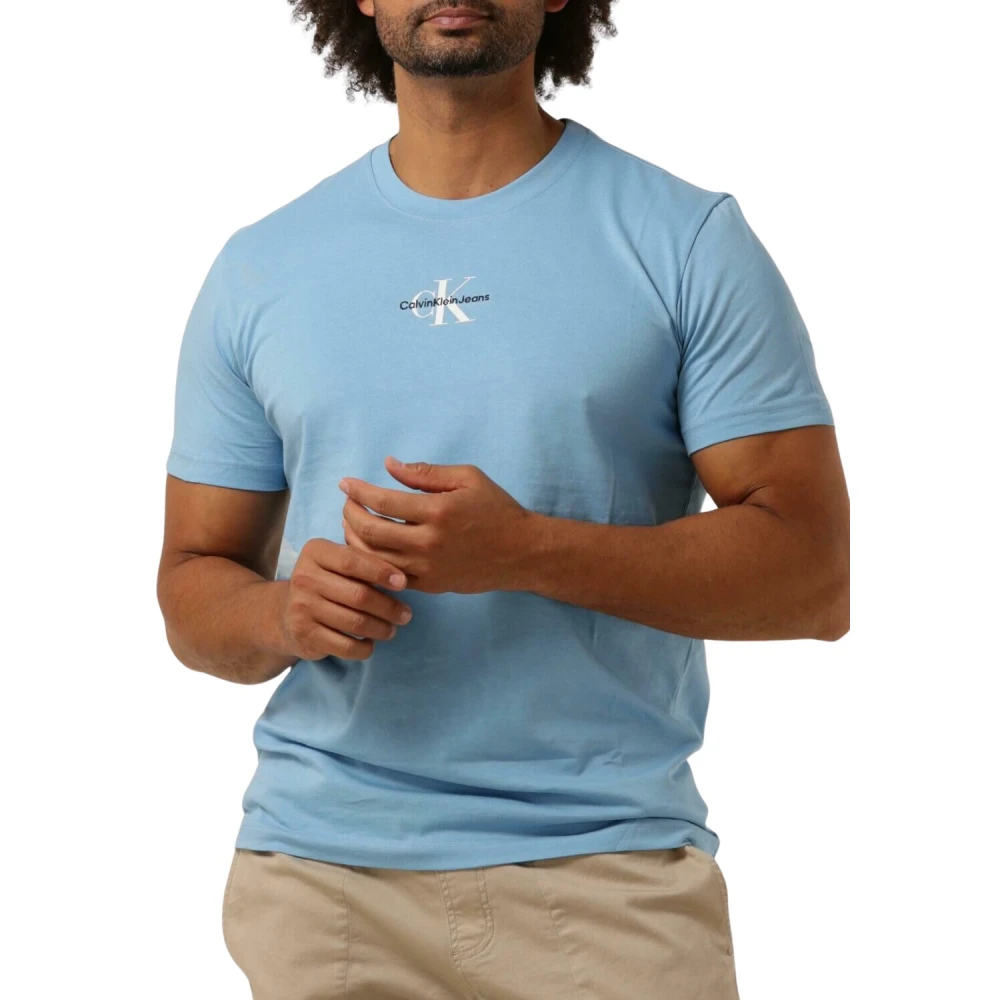 Calvin Klein Heren Polo T-shirts Monologo Regular Tee Blue Heren