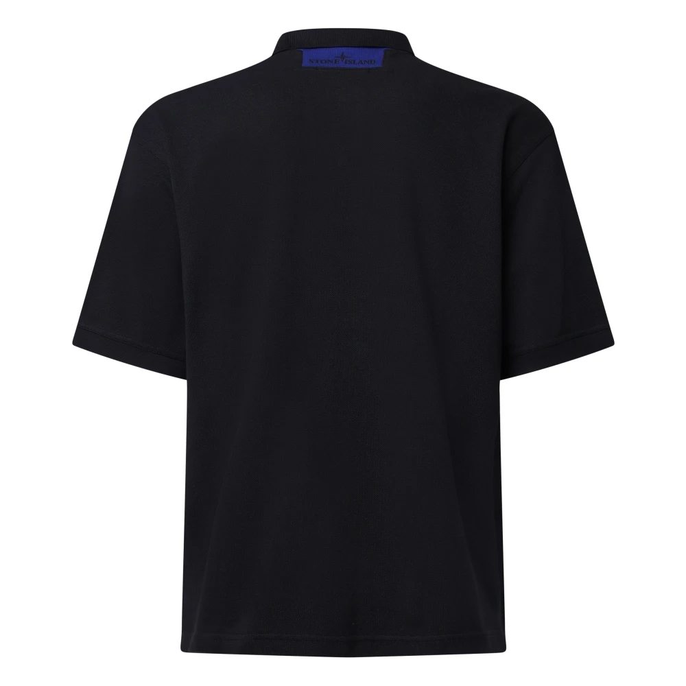 Stone Island Zwarte Katoenen Poloshirt met Logo Black Heren