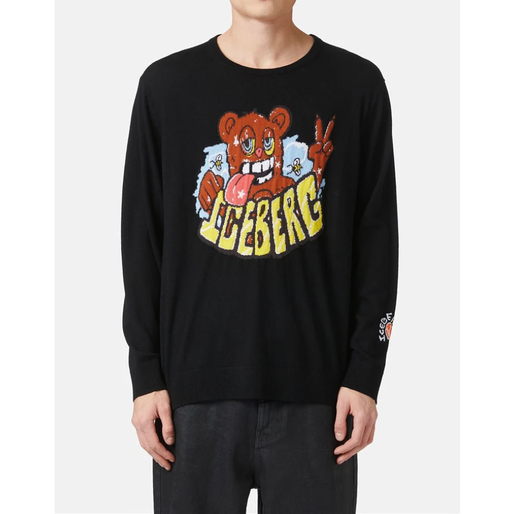 Iceberg Trui met cartoonafbeeldingen Black Heren