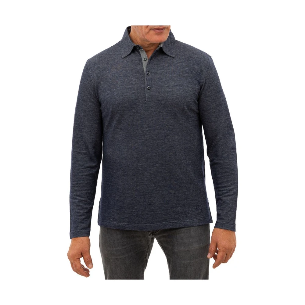Corneliani Blauwe Wollen Poloshirt Blue Heren