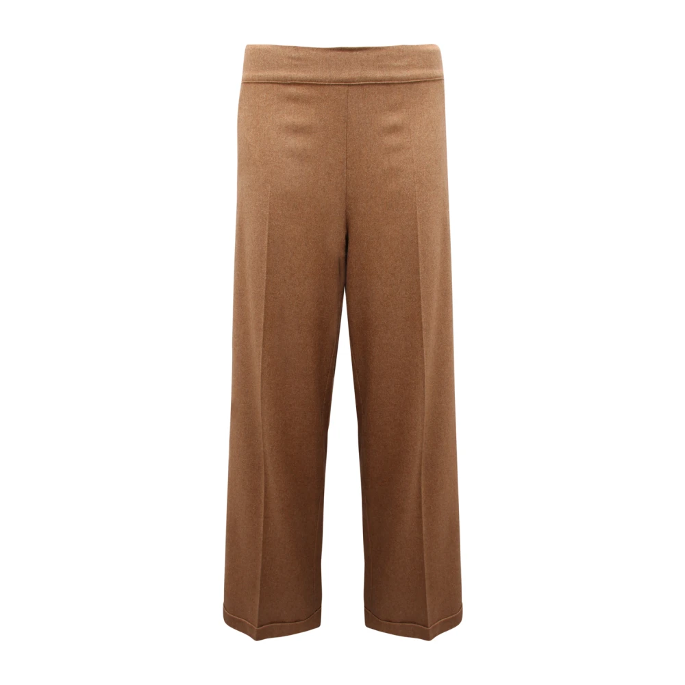D.exterior Women's Brown Wool Blend Trousers Flannel Drawstring Trousers - Straight Trousers - L - Trousers