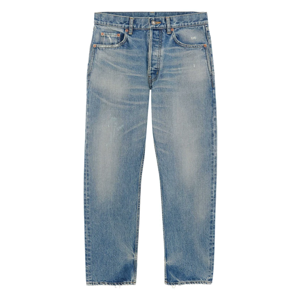 Saint Laurent Charlotte Blue Gewassen Denim Straight Leg Jeans Blue Heren