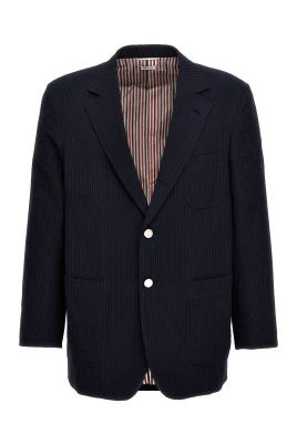 Single-Breasted Seersucker Blazer