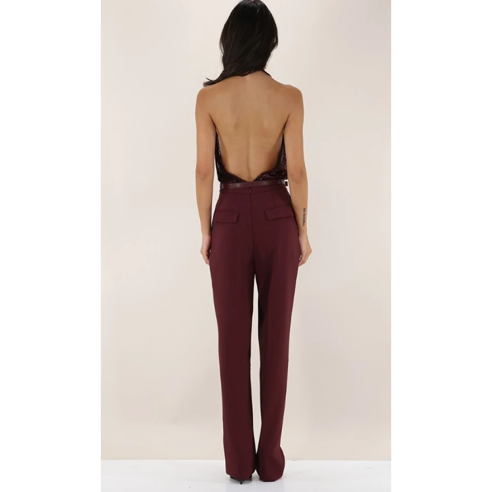 Elisabetta Franchi Rode Broek met Geborduurde Top Red Dames