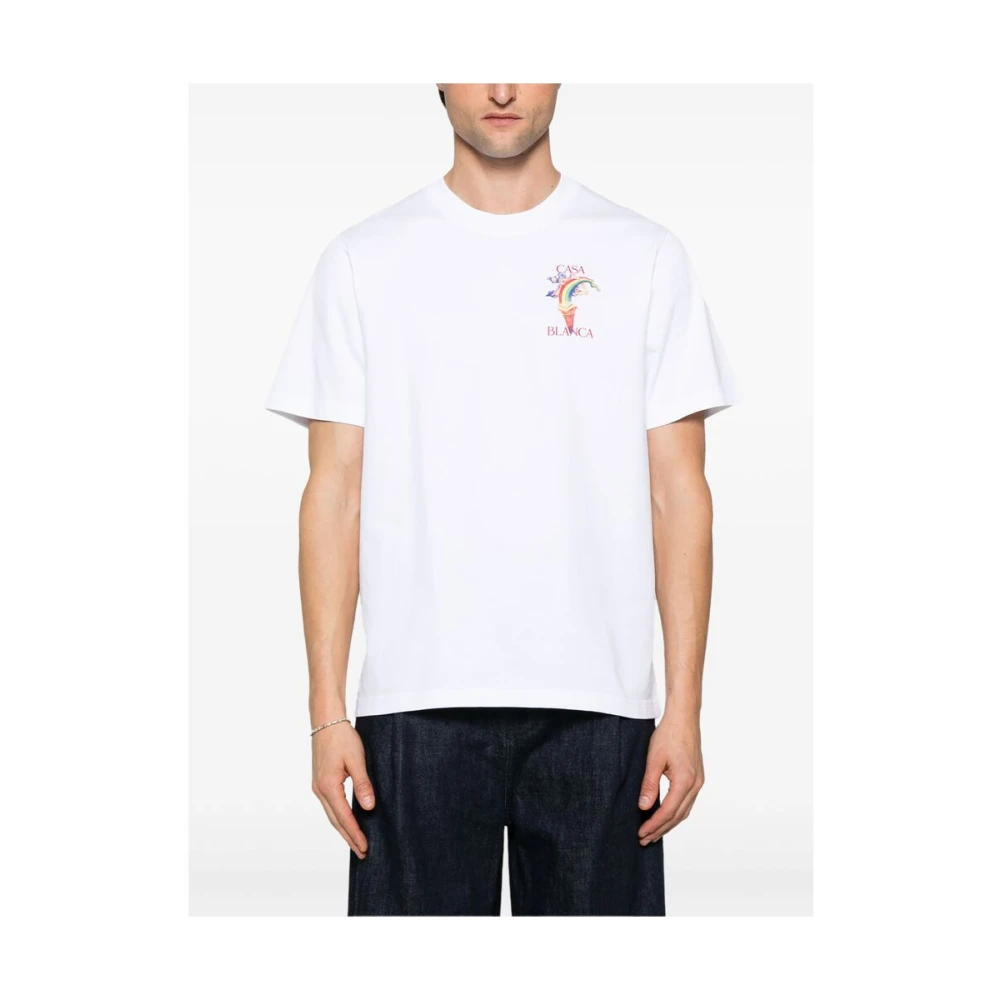 Casablanca Wit Logo Print Crew Neck T-shirt White Heren
