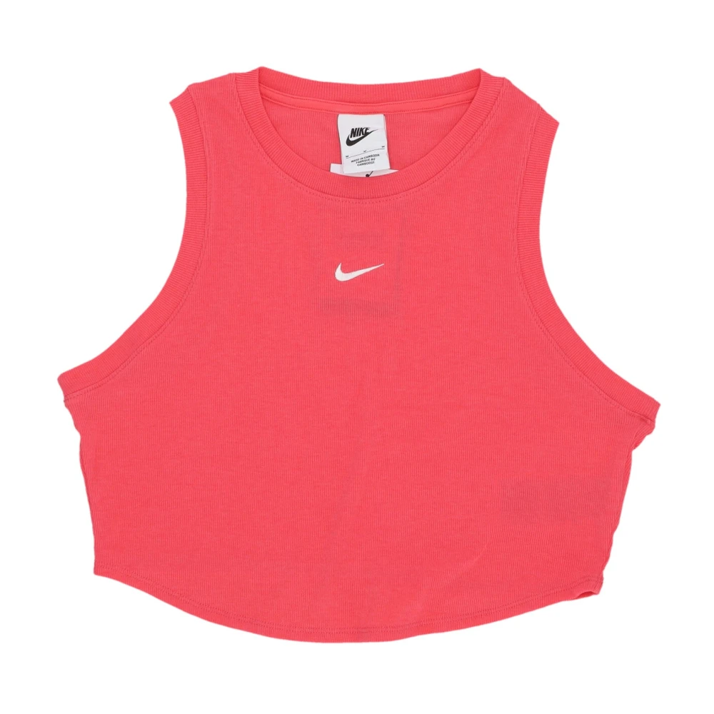 Nike Essential Rib Crop Tank Pink Dames