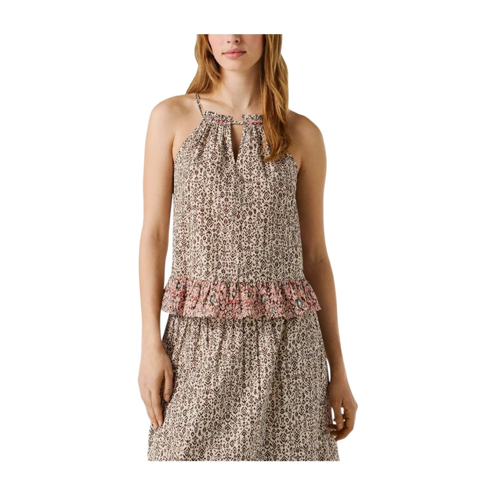 Pepe Jeans Women's Multicolor Sleeveless Tops, L, Dona Blouse