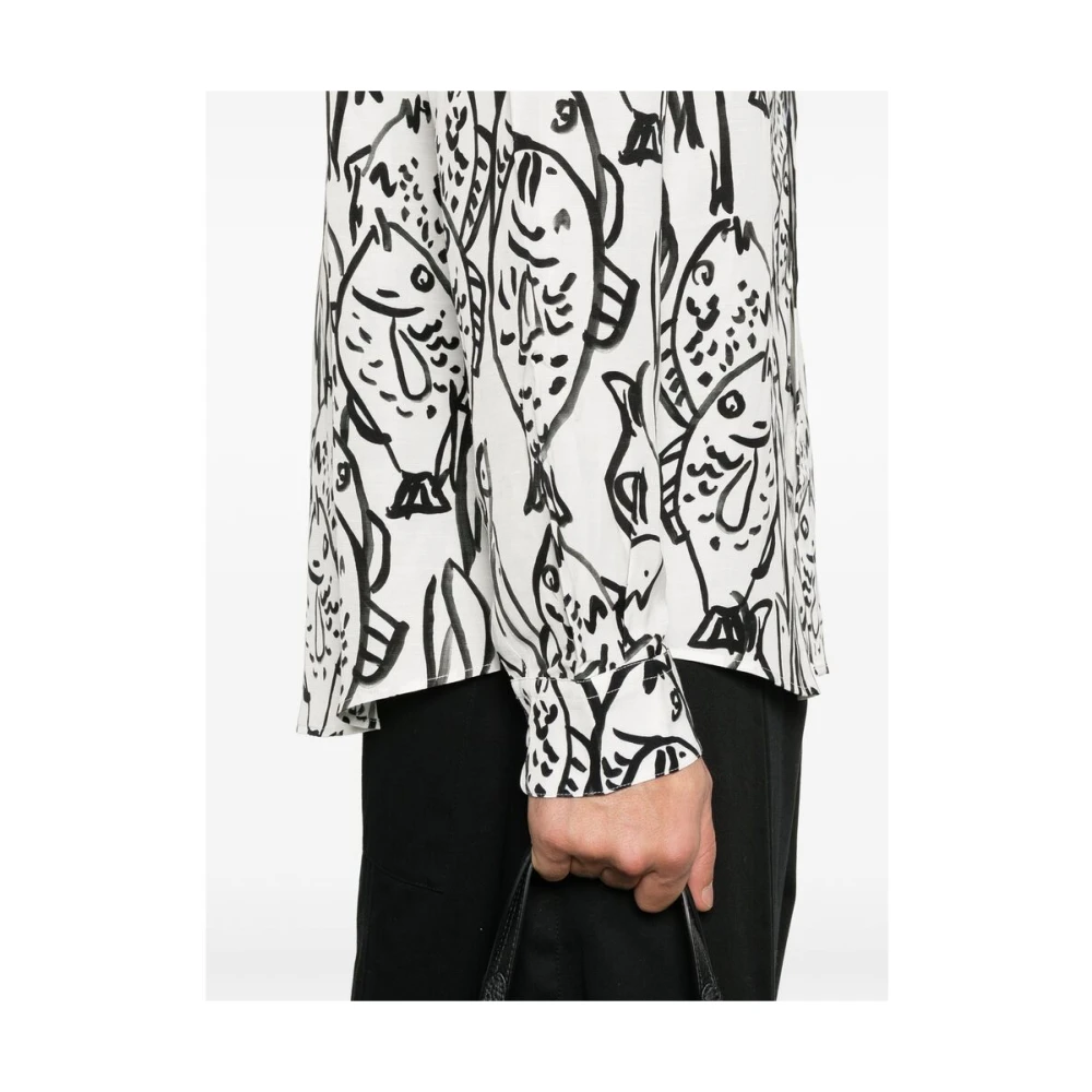 Jacquemus Witte Grafische Print Knoopshirt Multicolor Heren