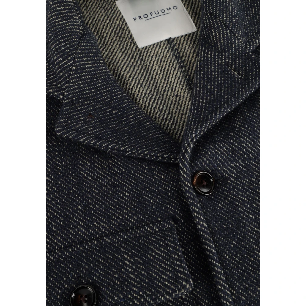 Profuomo Beige Twill Overshirt voor Heren Blue Heren