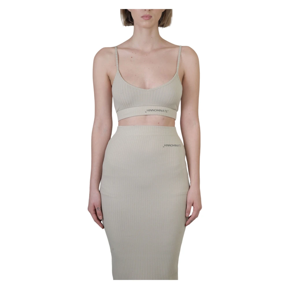 Hinnominate Ribgebreide Bra Top in Sabbia Beige Dames