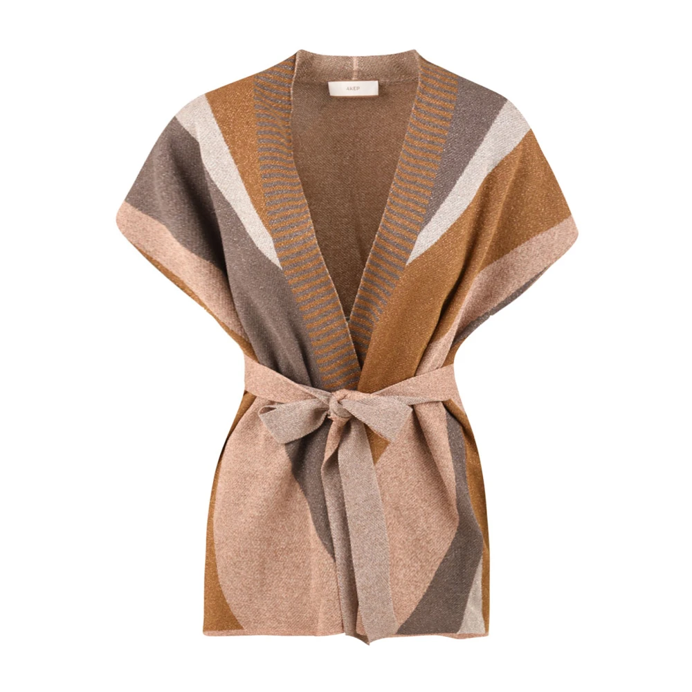 Akep Vrouw Multicolor Truien & Vesten Dames, Veelkleurig, S, Katoen, Cardigan Jacquard Waves