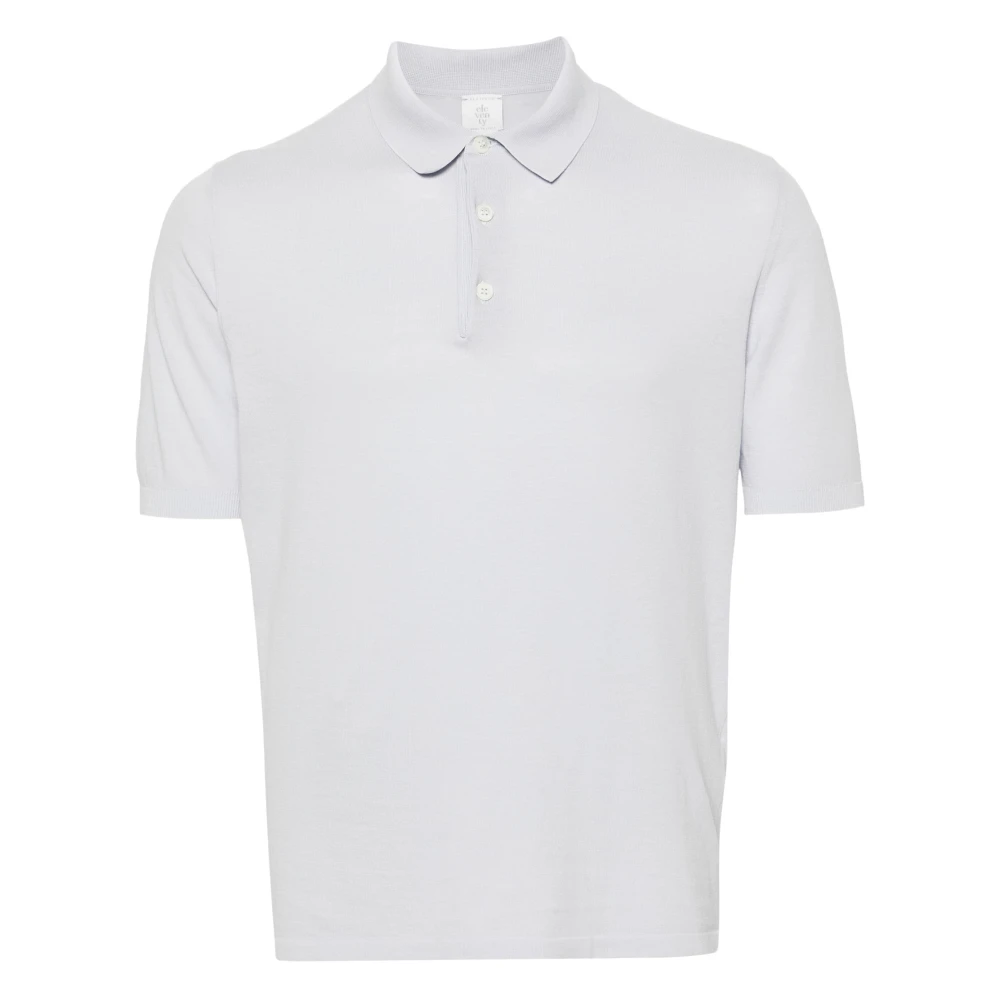 Eleventy Katoenen Gebreide Poloshirt Blue Heren